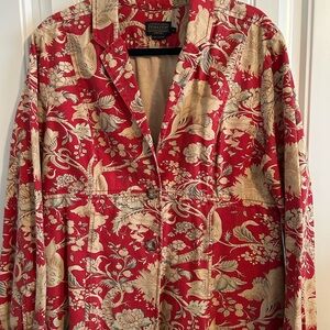 Pendleton Women's Red and Cream Floral Blazer